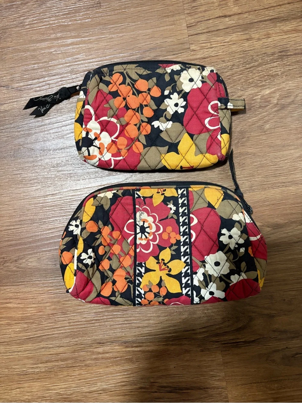 Vera Bradley Canterberry Magenta Cosmetic Bag‎ & Zip Pouch Set Retired Floral